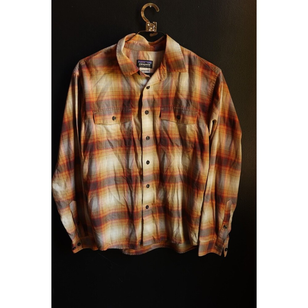 Patagonia Long Sleeve Buckshot Shirt Men's Plaid Flannel Outdoors Fall Colors